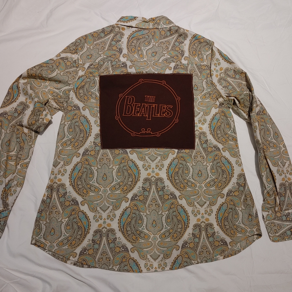The Beatles custom upcycled button down shirt